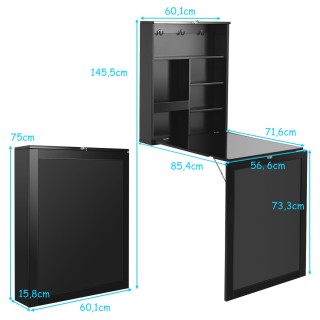 Πτυσσόμενο Γραφείο Τοίχου με Μαυροπίνακα COSTWAY HW61920BK Πτυσσόμενο Γραφείο Τοίχου με Μαυροπίνακα COSTWAY HW61920BK