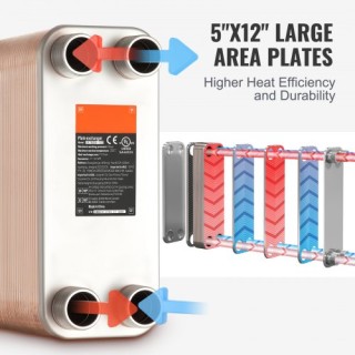 VEVOR Εναλλάκτης Θερμότητας 100 Πλακών 4*1-1/4 MNPT 5x12 Ανοξείδωτο...