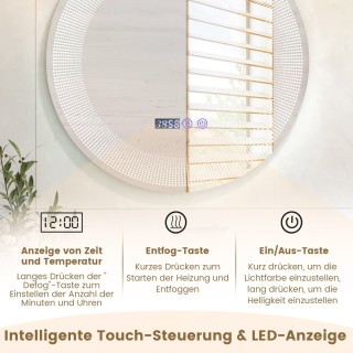 Costway  Καθρέφτης Μπάνιου με LED Φωτισμό και Λειτουργία Αποθάμβωση...