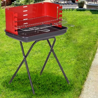 BAKAJI Φορητή Πτυσσόμενη Μπάρμπεκιου Κάρβουνου Ορθογώνια Σχάρα Ανοξ...