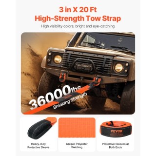 VEVOR Ιμάντας Έλξης Αυτοκινήτου 36000 lbs 20 ft Ανθεκτικό για Έκτακ...