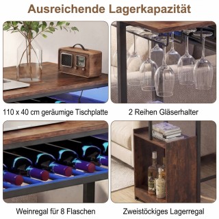 Costway Τραπέζι μπαρ-τραπεζαρία με φωτισμό RGB, ραφιέρα φιαλών, βάσ...