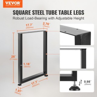 Ρυθμιζόμενα Πόδια Επίπλων VEVOR 711.2MM, Σετ 2 Μαύρα Πόδια Γραφείου...