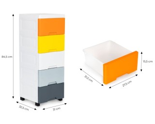 Τροχήλατη Συρταριέρα με 5 Συρτάρια PJJCBS0022-05B MODERNHOME