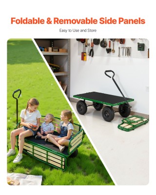 VEVOR Καρότσι Βόλτας για Παιδιά 101εκ, Πτυσσόμενο Ξύλινο Πάνελ & Λα...
