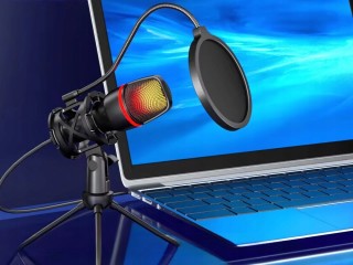 Verk Group USB RGB Στούντιο Μικρόφωνο με Τρίποδο για Υπολογιστή, St...