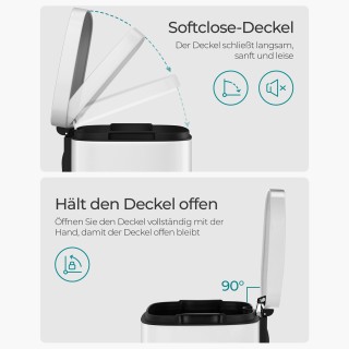 SONGMICS Κάδος Απορριμμάτων Κουζίνας 30L με Πεντάλ, Λευκός, TB03WT&... SONGMICS Κάδος Απορριμμάτων Κουζίνας 30L με Πεντάλ, Λευκός, TB03WT&...