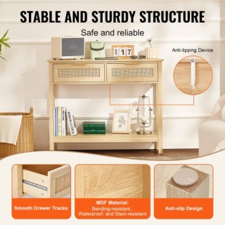 Τραπέζι Κονσόλα VEVOR Rattan με 2 Συρτάρια και Συρόμενη Πόρτα Φυσικ... Τραπέζι Κονσόλα VEVOR Rattan με 2 Συρτάρια και Συρόμενη Πόρτα Φυσικ...