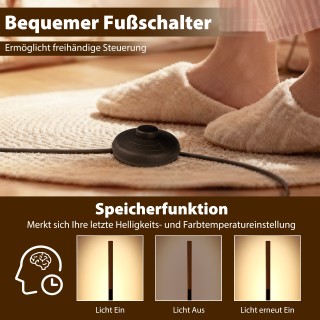 Costway Φυσικό Φωτιστικό Δαπέδου από Μπαμπού με Ρυθμιζόμενη LED Γων...