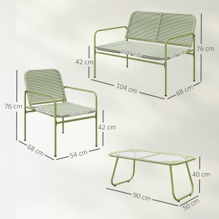 Outsunny Σετ Εξωτερικού Χώρου Rattan PE με Διαστάσεις: Καναπές, 2 Π...