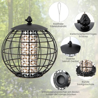 Costway Ανθεκτική Ταΐστρα Πουλιών κατά των Σκίουρων, Κρεμαστή, 21 x...