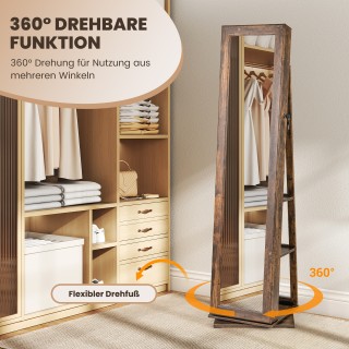 Costway Περιστρεφόμενη Ντουλάπα Κοσμημάτων με Καθρέφτη και Ράφια Vi...