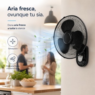 BAKAJI Μαύρος Επιτοίχιος Ανεμιστήρας 40cm με Τηλεχειριστήριο – Αθόρ...