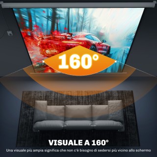 HOMCOM  Μηχανοκίνητη Οθόνη Προβολέα 120 με Τηλεχειριστήριο, από Πλα...