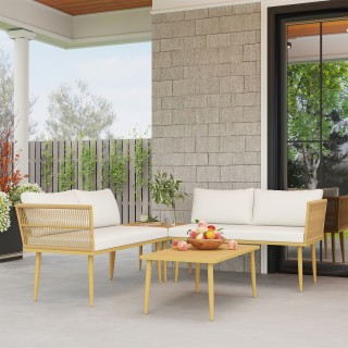 Outsunny Σετ Σαλονάκι Εξωτερικού Χώρου από Ρατάν PE με 2 Καναπέδες ...