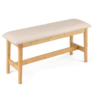 Costway Ταπετσαριστός πάγκος από μπαμπού 100 εκ. με τεχνητό δέρμα γ...