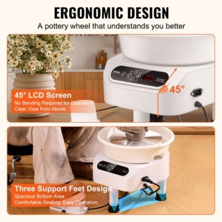 Κεραμικός Τροχός VEVOR 11 με Πεντάλ & Οθόνη Αφής 450W Λευκός  ZQLPJ...