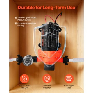 VEVOR Αντλία Νερού RV 12V DC 4 GPM, Αυτόματη Ρυθμιζόμενη Πίεση 40 P...