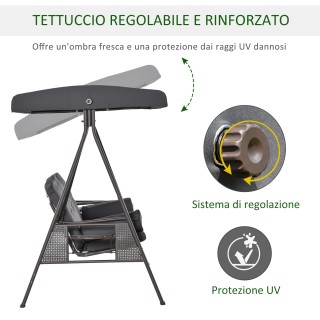Outsunny Κούνια Κήπου 3 Θέσεων με Ρυθμιζόμενη Οροφή, Θήκες Ποτηριώ... Outsunny Κούνια Κήπου 3 Θέσεων με Ρυθμιζόμενη Οροφή, Θήκες Ποτηριώ...