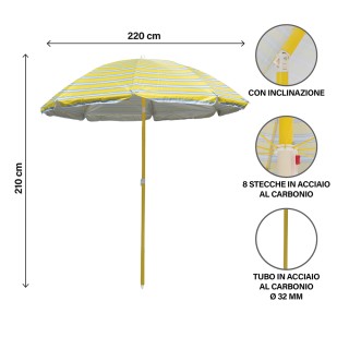 Galileo Ομπρελλόνε παραλίας από ανθρακοχάλυβα, 8 ενισχυμένες ακτίνε...