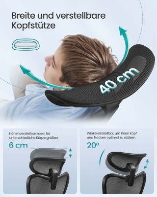 SONGMICS Εργονομική Καρέκλα Γραφείου  70 x 70 x (113-130) cm με Ρυθ...