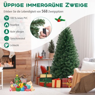 Costway 180 εκ. Τεχνητό Χριστουγεννιάτικο Δέντρο με 568 PVC Κλαδιά ...