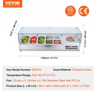 Ψυγείο Σαλάτας/Πίτσας VEVOR 150W με Γυάλινη Προστασία CE BLZLZDWT5... Ψυγείο Σαλάτας/Πίτσας VEVOR 150W με Γυάλινη Προστασία CE BLZLZDWT5...