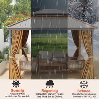 Costway Μεγάλος Ζετ Παβίλιον 354 x 294 cm με Δίχτυ, Κουρτίνα & Ανθε...