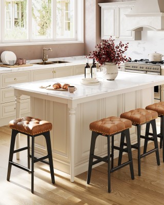 Σετ 2 Σκαμπό VASAGLE, Δερματίνη, Ξύλινα Πόδια, 66cm, Καφέ  Σετ 2 Σκαμπό VASAGLE, Δερματίνη, Ξύλινα Πόδια, 66cm, Καφέ 