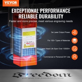 VEVOR Μηχάνημα Χάραξης Λέιζερ 5W με Προστασία Ματιών  KZXSE5W4140CM...