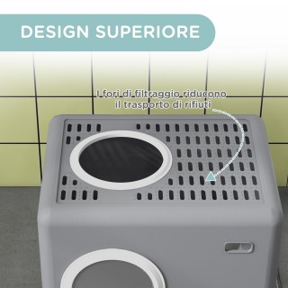 PawHut Λεκάνη για Γάτες με Καπάκι και Σπάτουλα, Διπλή Είσοδος και Α...