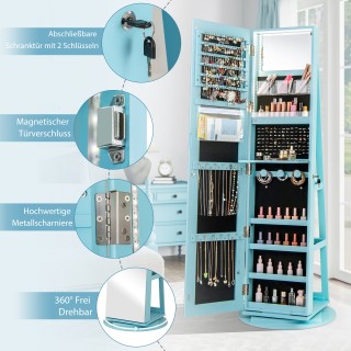 Costway Περιστρεφόμενος Κοσμηματοθήκη 360° με Τρίχρωμο LED Φωτισμό ... Costway Περιστρεφόμενος Κοσμηματοθήκη 360° με Τρίχρωμο LED Φωτισμό ...