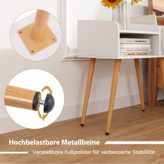 Costway Σύγχρονο Κομοδίνο με Διπλό Χώρο Αποθήκευσης και Μεταλλικά Π...