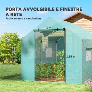 Outsunny Θερμοκήπιο Σήραγγα 2x3x2 μ με Πόρτες και Παράθυρα με Ρολά ...