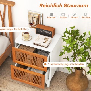 Costway Κομοδίνο Rattan με 2 συρτάρια, βοηθητικό τραπέζι με ξύλινα ... Costway Κομοδίνο Rattan με 2 συρτάρια, βοηθητικό τραπέζι με ξύλινα ...