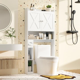 Costway Έπιπλο Μπάνιου με Ρυθμιζόμενο Ράφι & Κρεμάστρα Χαρτιού Υγεί...