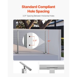 VEVOR Κολόνα Κάγκελου Καλωδίου 36x2x2 με Οριζόντια Τρύπα 1JZLGZXYS9...