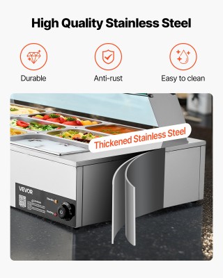 VEVOR Ηλεκτρικός Θερμαντήρας Τροφίμων με Γυάλινο Κάλυμμα, 12 Θέσεων...