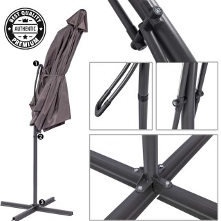 BAKAJI Γκρι Κεντρική Ομπρέλα Κήπου 3 x 3 μ. με Σταυρωτή Βάση και Σ... BAKAJI Γκρι Κεντρική Ομπρέλα Κήπου 3 x 3 μ. με Σταυρωτή Βάση και Σ...