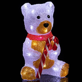 BAKAJI  Αρκουδάκι Καθιστό Σχήμα Ακρυλικό Χριστουγεννιάτικο LED Φωτι...