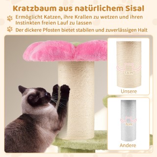 Costway Ροζ Γατόδεντρο 69εκ με Ανθισμένη Κορυφή και Μαλακή Πλατφόρμ...