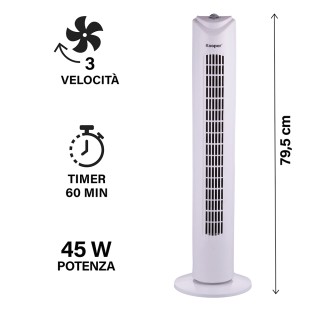 Kooper Πύργος ανεμιστήρας με χρονοδιακόπτη 60 λεπτών, 3 ταχύτητες α...