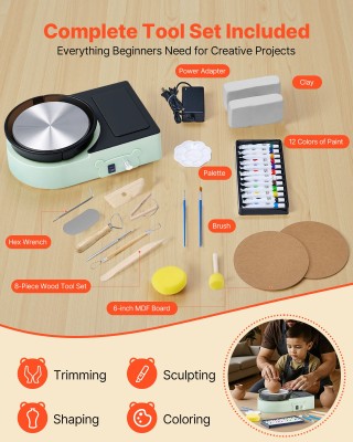 VEVOR Ηλεκτρικός Μίνι Κεραμικός Τροχός για Παιδιά και Ενήλικες 158 ...