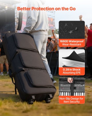 VEVOR Ρολό Θήκη Πιάνου 88 Νότων, 1040 x 430 x 130 mm, Με Ενισχυμένη...