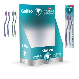 Galileo Σετ 2 Πλαστικών Οδοντόβουρτσων με Μεσαίες Τρίχες σε Γκρι Χρ...