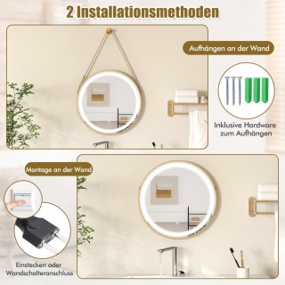 Costway Ρυθμιζόμενος Καθρέφτης Μπάνιου LED με 3 Χρώματα και Λειτου... Costway Ρυθμιζόμενος Καθρέφτης Μπάνιου LED με 3 Χρώματα και Λειτου...