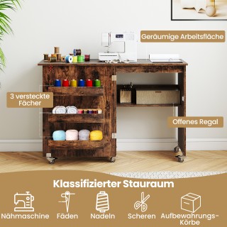 Costway  Πτυσσόμενο Τραπέζι Ραπτικής & Κινητός Σταθμός Χειροτεχνίας...