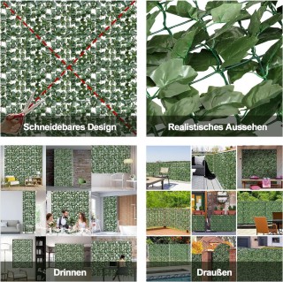 Costway Τεχνητός Φράχτης Κισσού με Ρεαλιστικά Φύλλα για Εσωτερική κ...