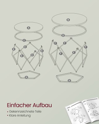 Σετ 2 Στρογγυλά Τραπεζάκια VASAGLE, Λευκό Σετ 2 Στρογγυλά Τραπεζάκια VASAGLE, Λευκό