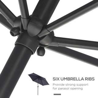 Outsunny Tiltable Garden Parasol, Άνοιγμα μανιβέλας, Φ2,7x2,35m Γκρ...